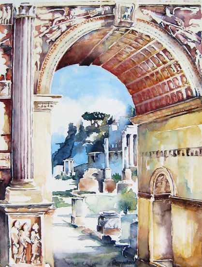 Foro Romano, Amapola Herrera Watercolour Paper Landscaping