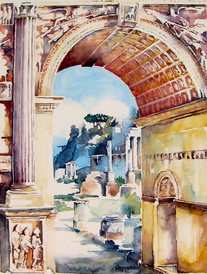 Foro di Roma, by Amapola Herrera Watercolour Paper Landscaping