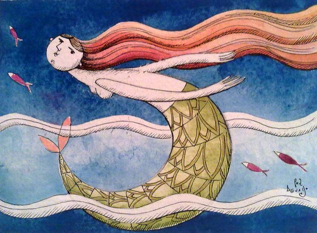 danza de sirena Óleo Lienzo Paisaje