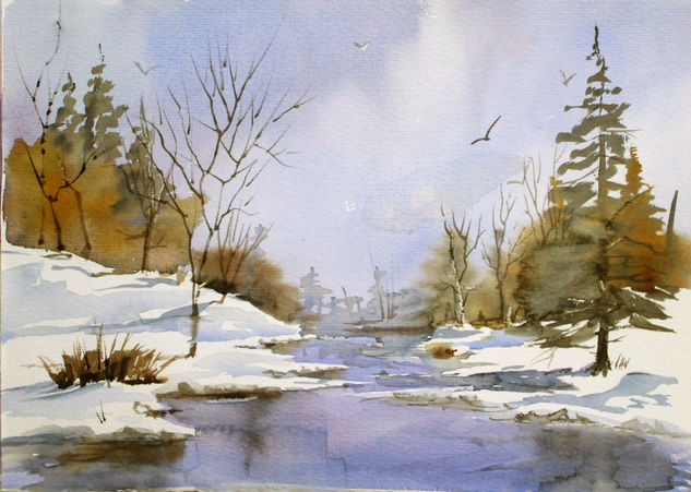 paisaje nevado 1 Watercolour Paper Landscaping