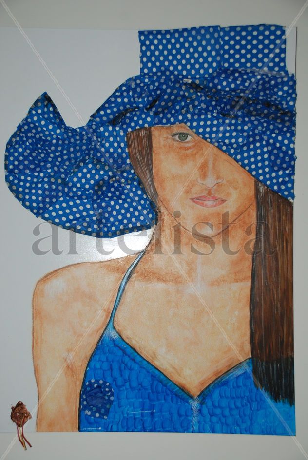 la mujer en el sombrero azul