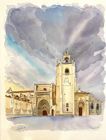 Catedral de Palencia Watercolour Paper Landscaping