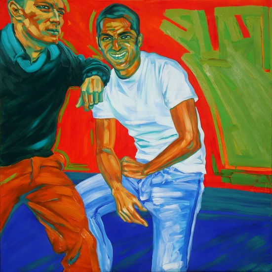 Entre el rojo y el verde Oil Canvas Figure Painting