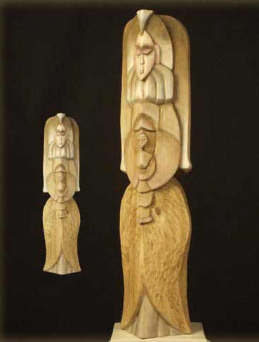 Tara y Buda Madera Figurativa