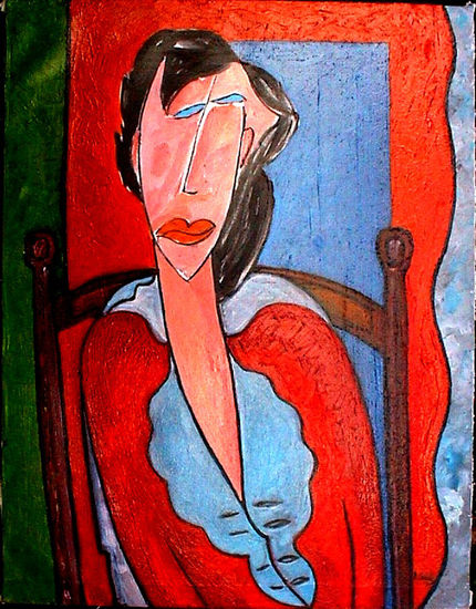 RETRATO DE UNA MUJER SENTADA Oil Canvas Figure Painting