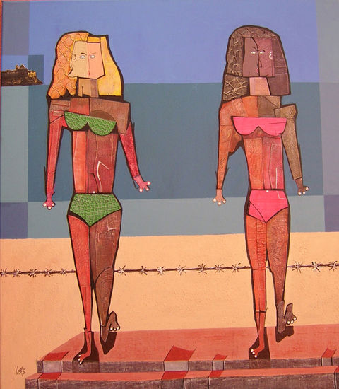 Dos bañistas Acrylic Canvas Figure Painting