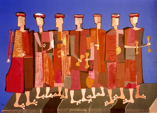 Grupo de músicos Acrylic Canvas Figure Painting