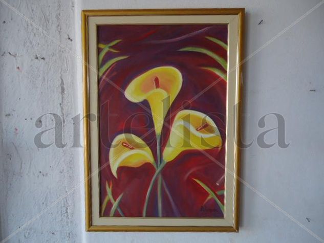 calas amarillas Oil Canvas Floral Painting