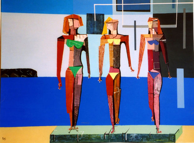 Las bañistas de Jávea Acrylic Canvas Figure Painting