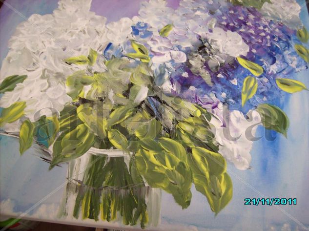 Hortensias Acrylic Canvas Floral Painting