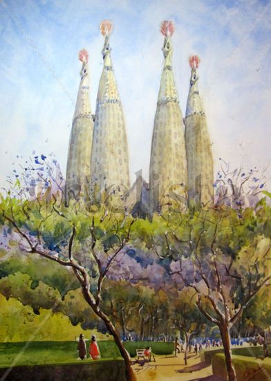 Sagrada familia Watercolour Paper Landscaping