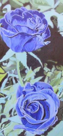 ROSA AZUL Oil Canvas Floral Painting