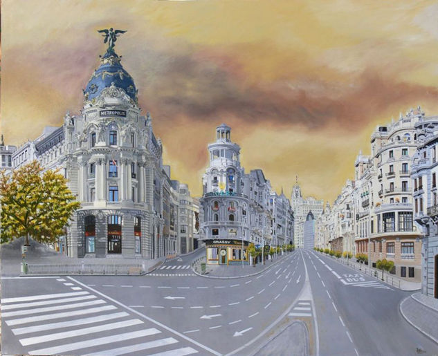 EDIFICIOS METRÓPOLIS Y ROLEX EN LA GRAN VÍA Oil Canvas Landscaping