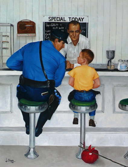 El fugitivo (Original de Norman Rockwell) Óleo Lienzo Retrato