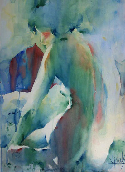 Un Lapso de Espera Watercolour Paper Nude Paintings