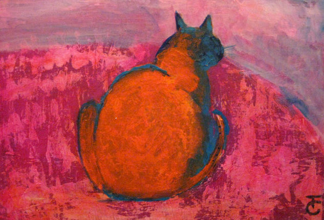 Gato en Rojo Acrílico Tabla Animales