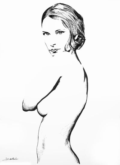 Desnudo IX Felt-tip pen Paper Nude Paintings