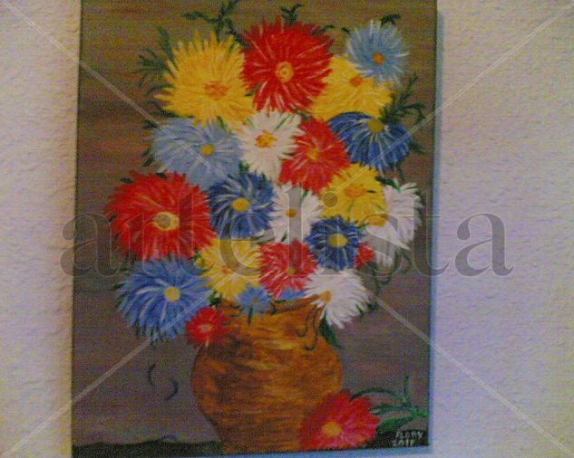 florero con flores de otoño Acrylic Canvas Floral Painting