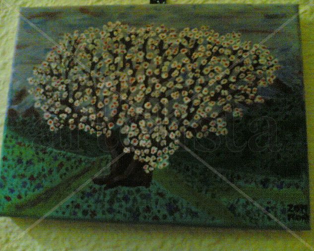 viejo almendro en flor Acrylic Canvas Landscaping