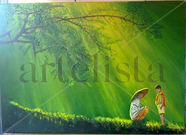 pequeño saltamontes Oil Canvas Landscaping