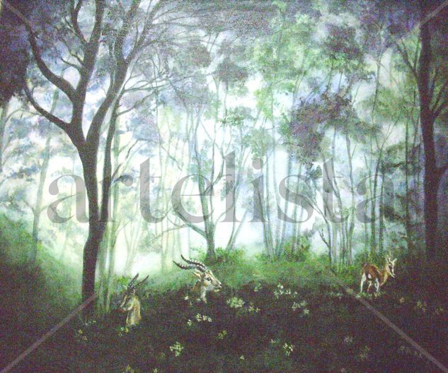 Amanecer en el bosque Acrylic Others Landscaping