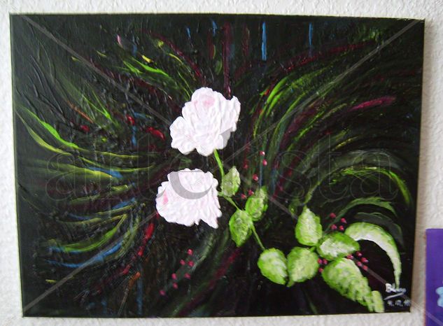 Rosas y viento Acrylic Canvas Floral Painting