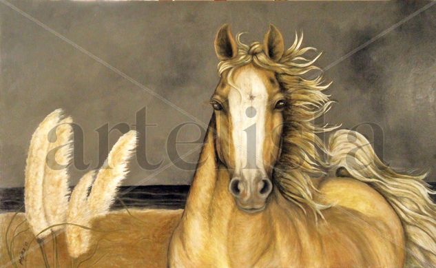 PALOMINO CON CORTADERAS Others Panel Animals