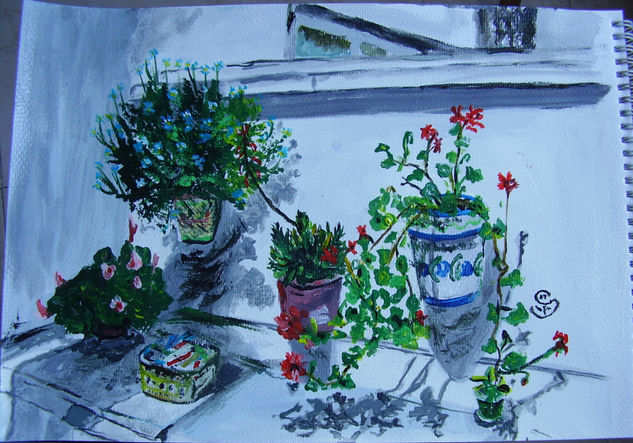 Terraza andaluza Acrylic Card Floral Painting