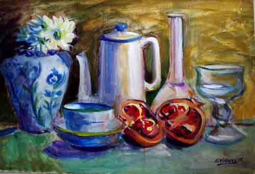 granada Oil Panel Still Life Paintings