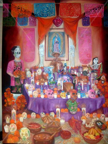 Altar de Muertos Velada 1 de Nov Óleo Lienzo Bodegones