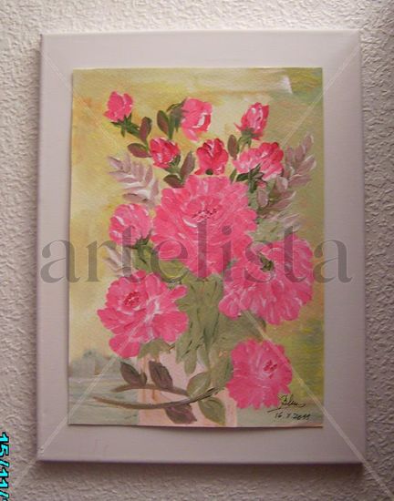 Rosas rosas Acrylic Paper Floral Painting