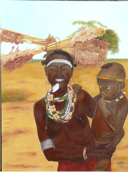 COSECHADORA AFRICANA DE MAMBIA Oil Canvas Figure Painting