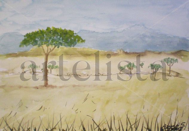 Paisaje árido Watercolour Card Landscaping