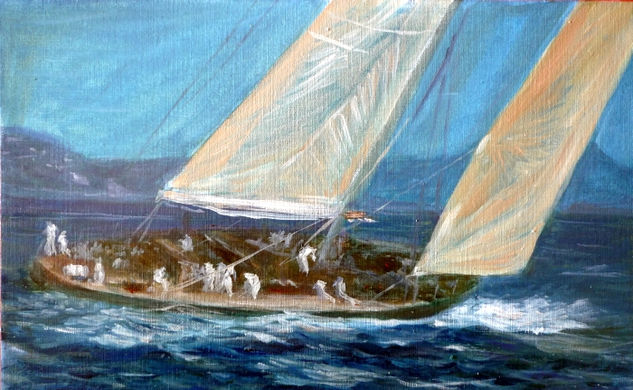 Velero 3 Oil Paper Marine Painting