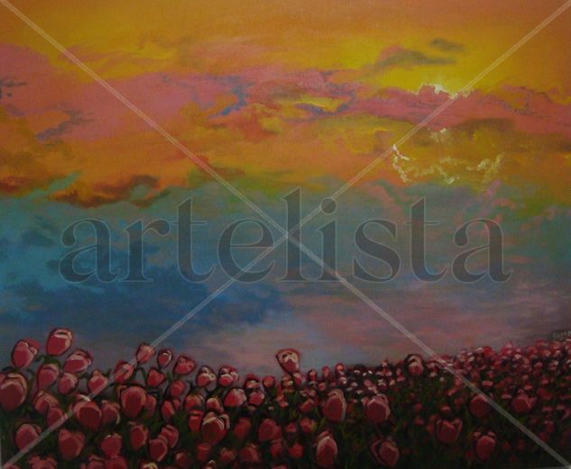 Amanecer en rosa Acrylic Canvas Landscaping