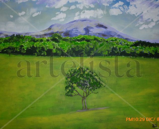 Arbol solitario Acrylic Canvas Landscaping