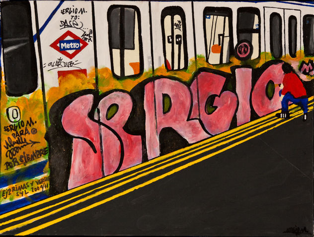 PINTURA ACRILICA AUTOR SERGIO M DEDICADA A MUELLE (GRAFFITI)