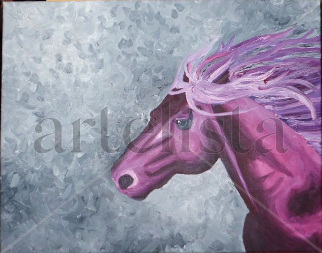 Caballo morado Oil Canvas Animals