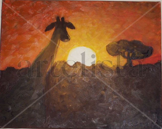 Atardecer en África Oil Canvas Landscaping