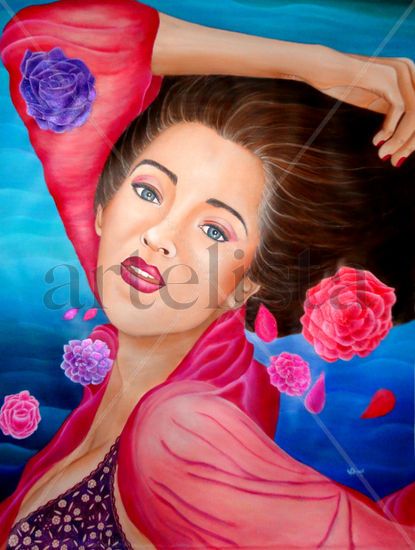 MIRADA ROMANTICA Acrylic Canvas Figure Painting