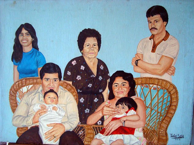 Familia Sosa Romero Oil Canvas Portrait