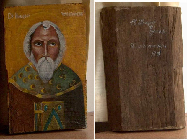 Saint Nicholas Russian icon painted on old wood Oil Canvas Others