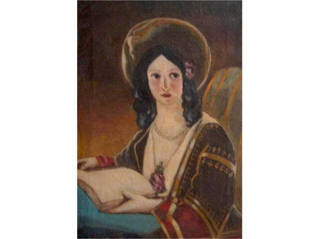 Oriental lady portrait oil painting on canvas signed Óleo Lienzo Otros