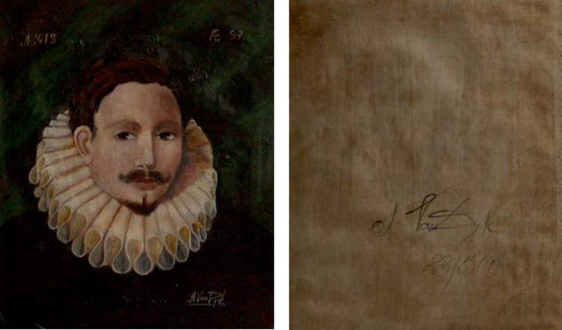 Nobleman portrait oil on canvas signed
