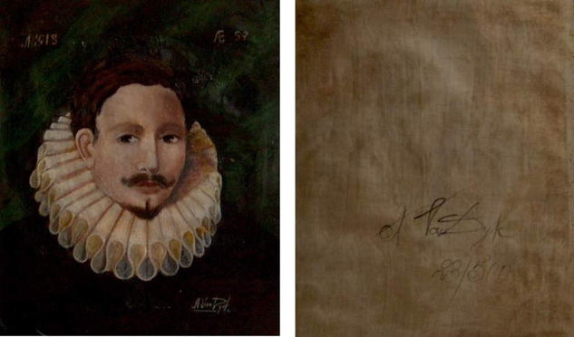 Nobleman portrait oil on canvas signed Óleo Lienzo Retrato