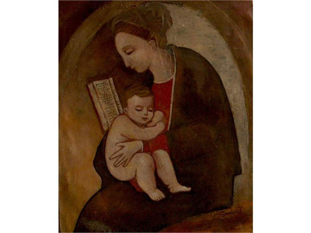 Holy Virgin and child oil painting on canvas Óleo Lienzo Figura