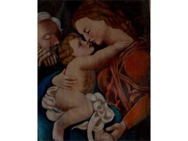 Holy Family oil painting on canvas signed