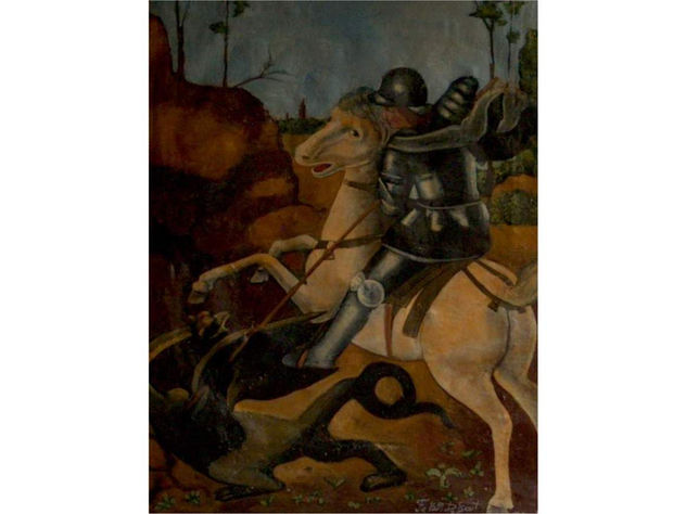 Saint George and the dragon oil painting on canvas signed