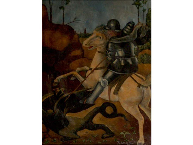 Saint George and the dragon oil painting on canvas signed Oil Canvas Figure Painting