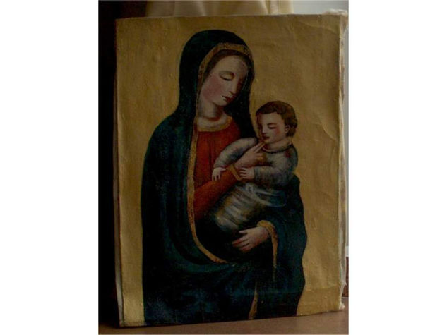 Holy Virgin and child on gilded background oil painting on canvas Oil Canvas Figure Painting